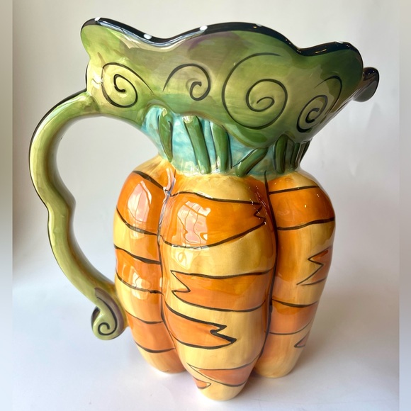 Blue Sky Clayworks Ceramic Carrot Pitcher by Heather Goldminc - Picture 3 of 9